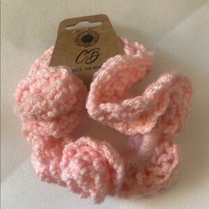 Pink Fluffy Crochet Hair Scrunchie